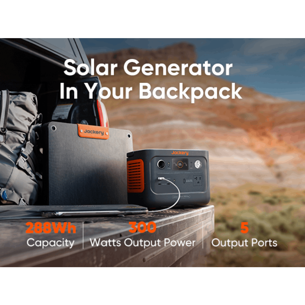 Jackery 300 Plus Portable Solar Generator (Refurbished) - 11 lbs, Fast Charging