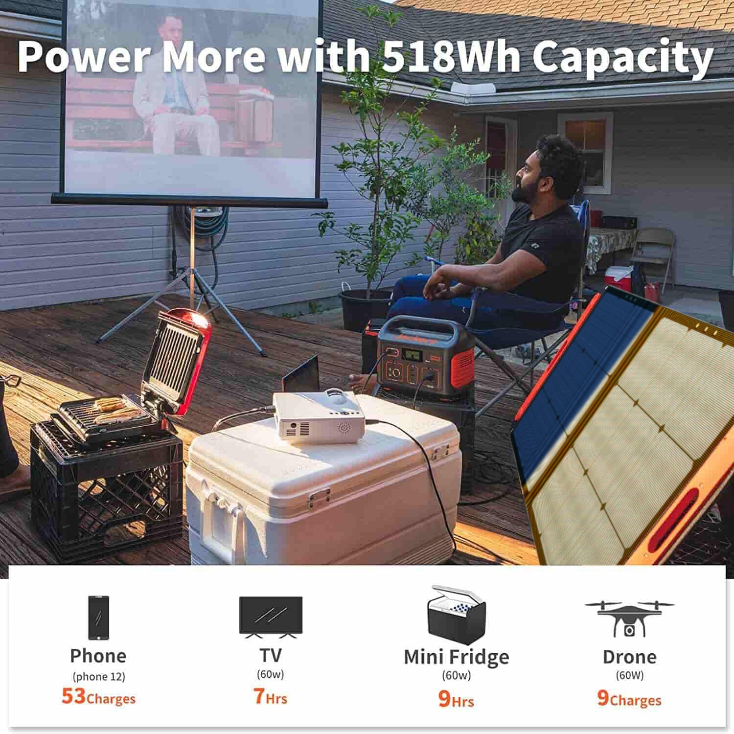 Jackery Explorer 500 Portable Solar Generator – 518Wh, 500W Inverter
