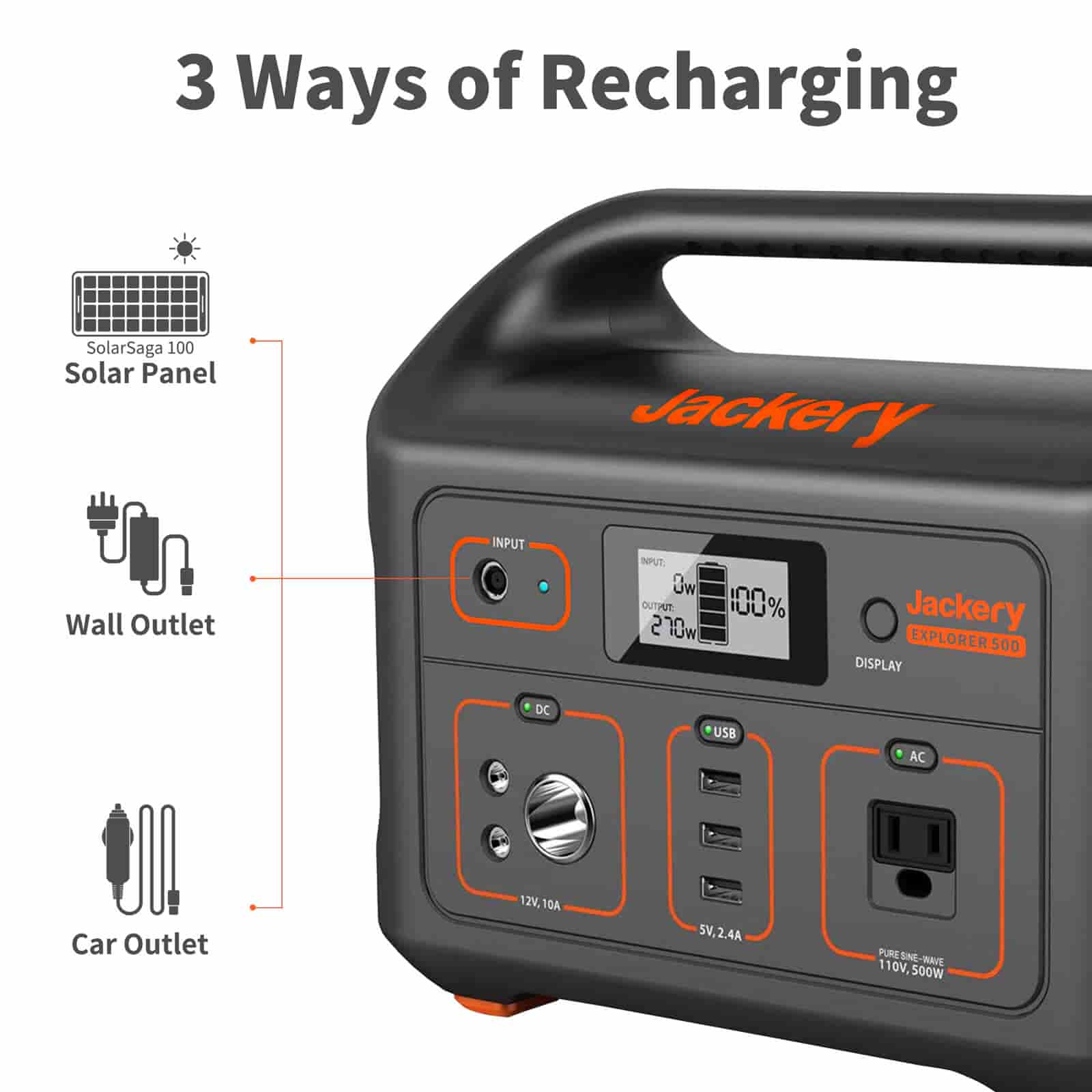 Jackery Explorer 500 Portable Solar Generator – 518Wh, 500W Inverter